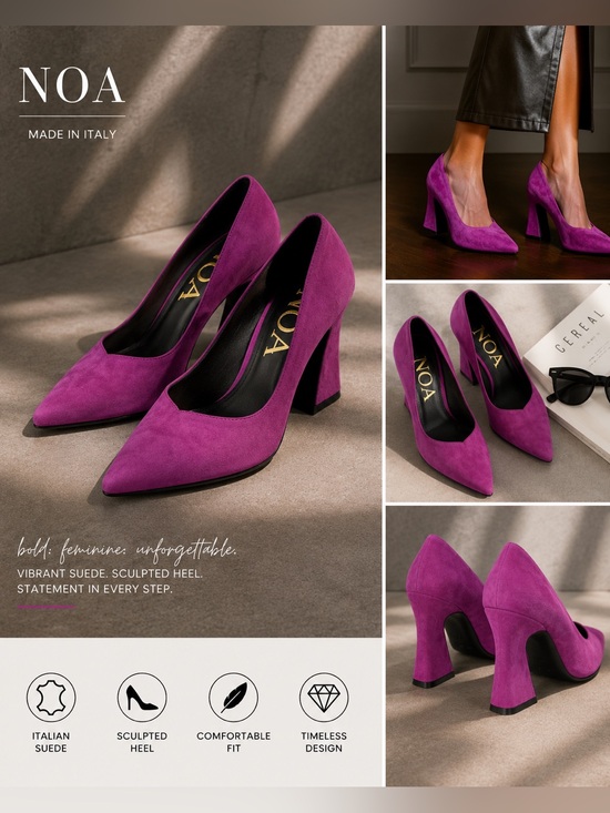 NOA Shoes - NET Made in Italy, Suede Pumps in Mauve color, size 8
